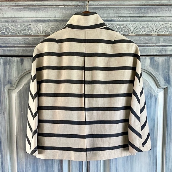 Per Se by Carlisle Linen Striped 3/4 Cuff Sleeve Jacket - Picture 2 of 12